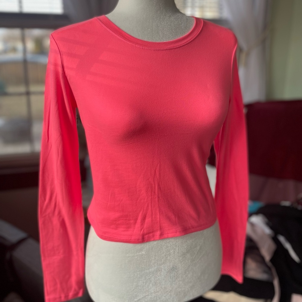 Neon Pink Cropped Long Sleeve